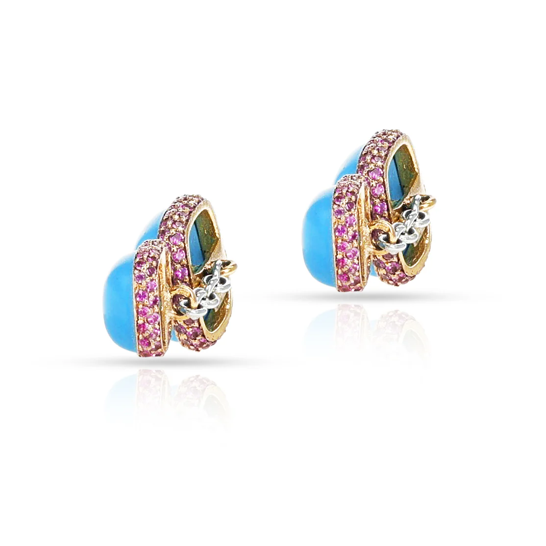 Vita Turquoise and Pink Sapphire Cufflinks, 18k