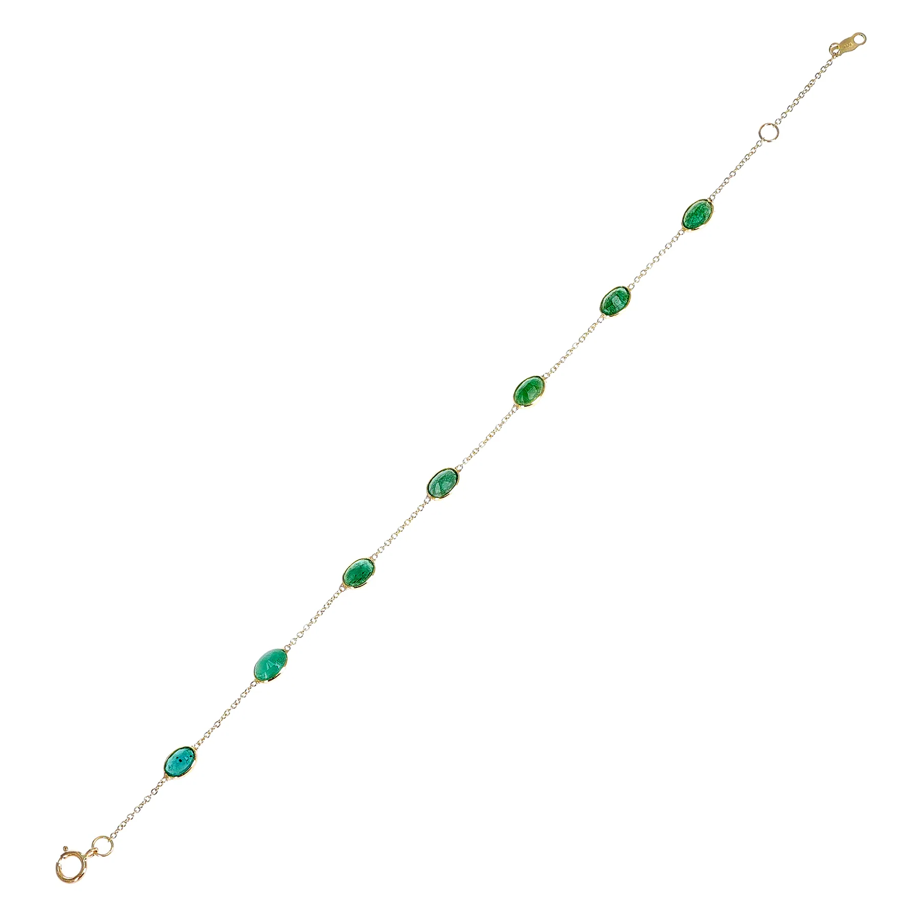 Oval Genuine Emerald 18k Yellow Gold Bracelet