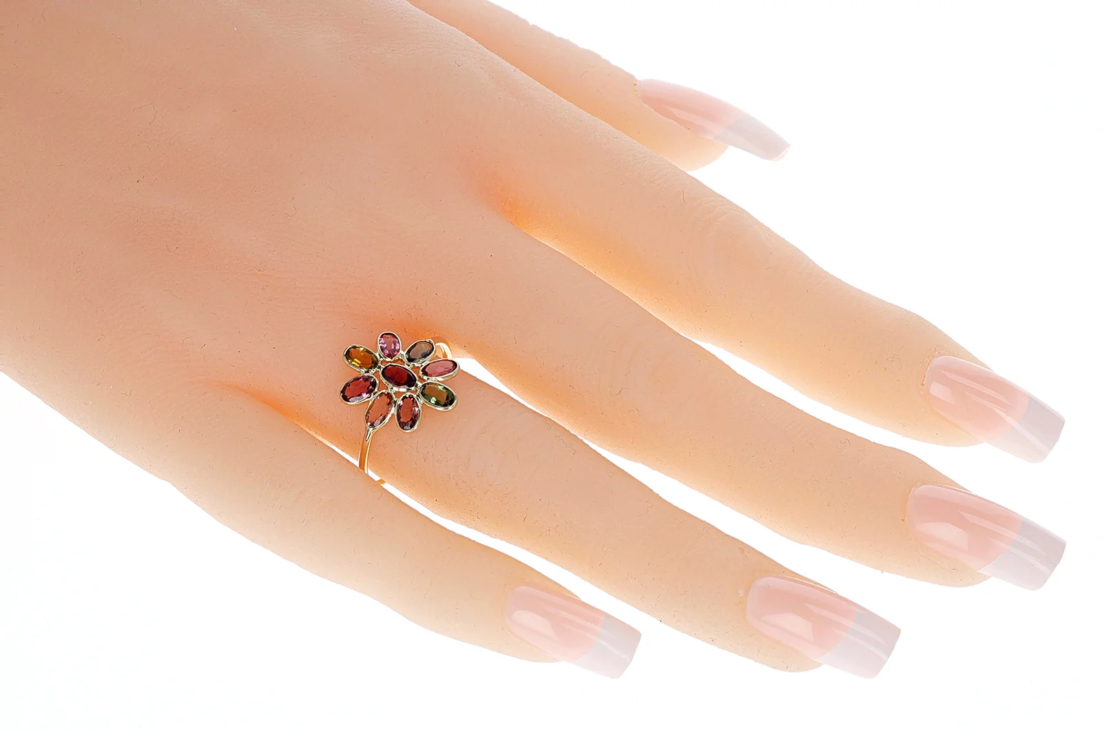 Tourmaline Floral Ring, Yellow Gold