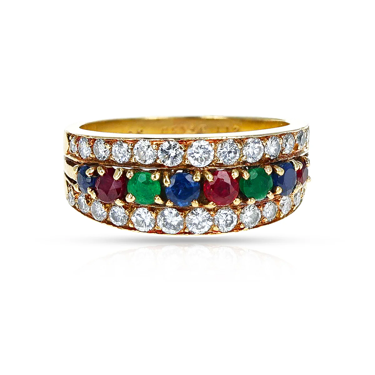 Van Cleef & Arpels Ruby, Emerald, Sapphire and Diamond Ring, 18k