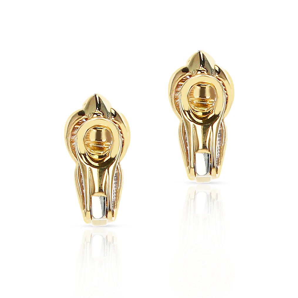 Pear, Oval and Square Ruby with Round and Baguette Diamond Earrings, 18K Gold