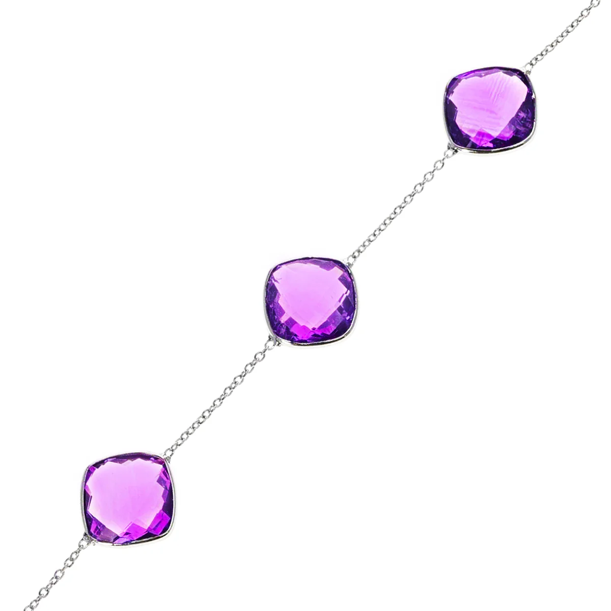 Round Amethyst Adjustable Bracelet, 18k Yellow Gold