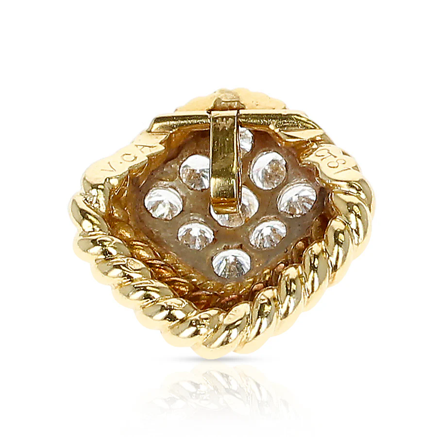 French Van Cleef & Arpels Diamond and Twisted Gold Pendant, 18 Karat Yellow Gold