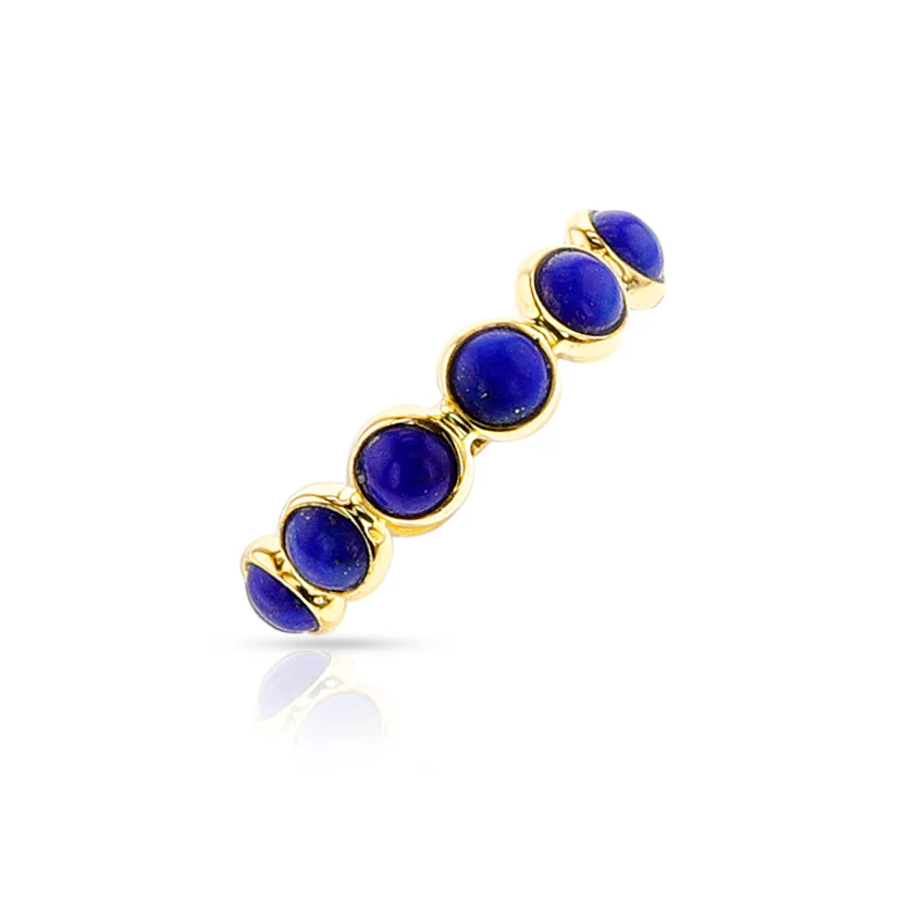 Round Lapis Cabochon Band, 14k