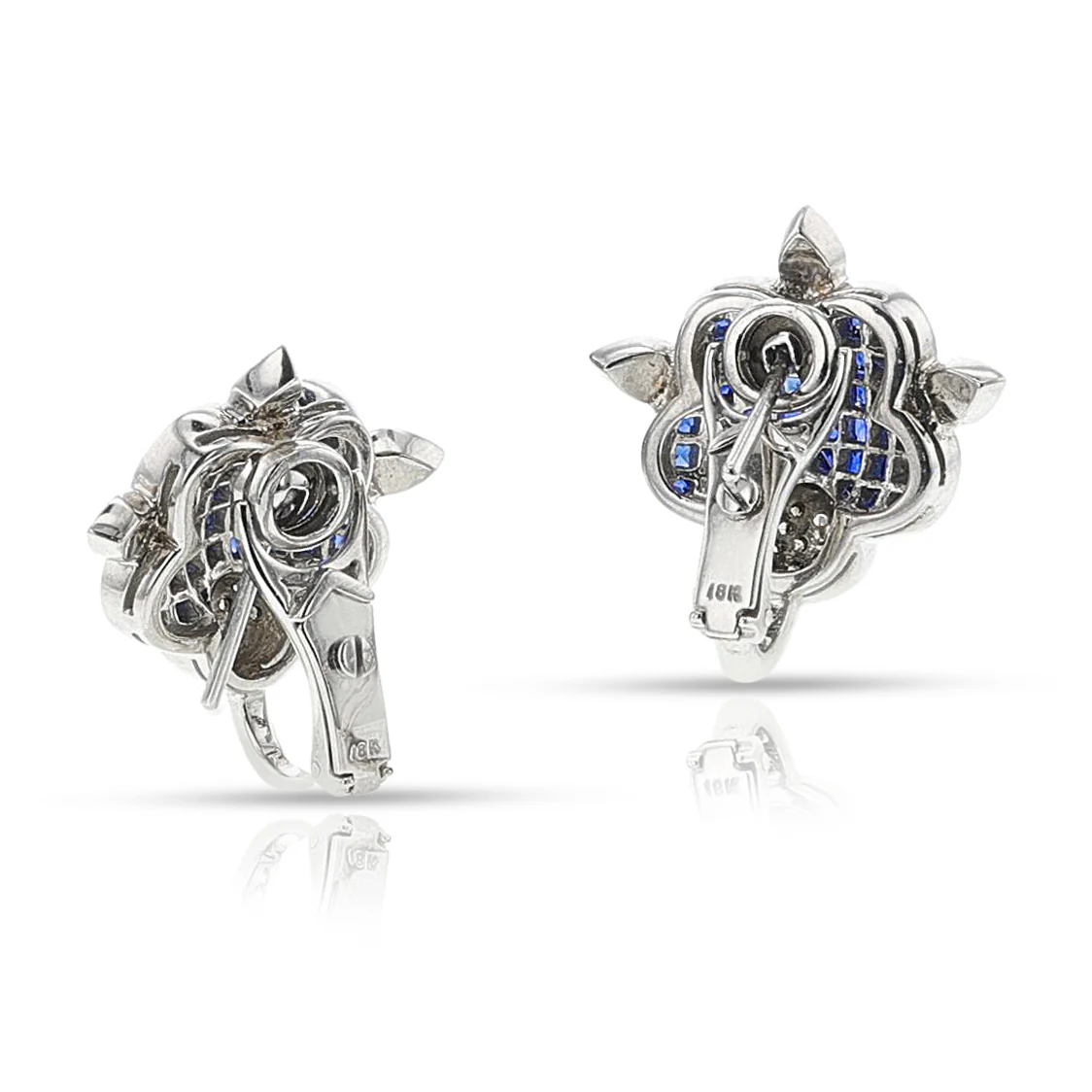 Invisible Set Sapphire and Diamond Earrings, 18k