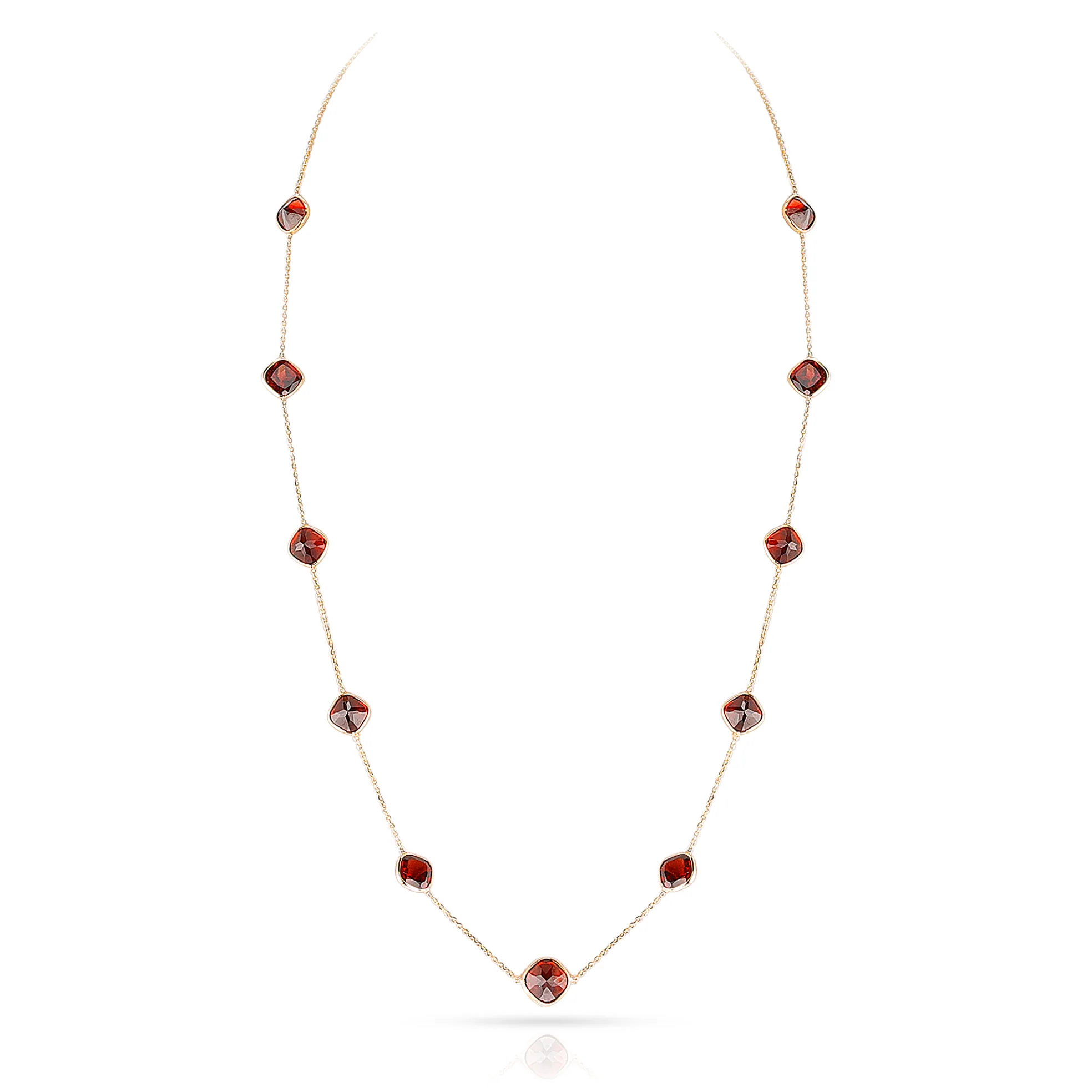 Kite-Shape Garnet Necklace, 18k