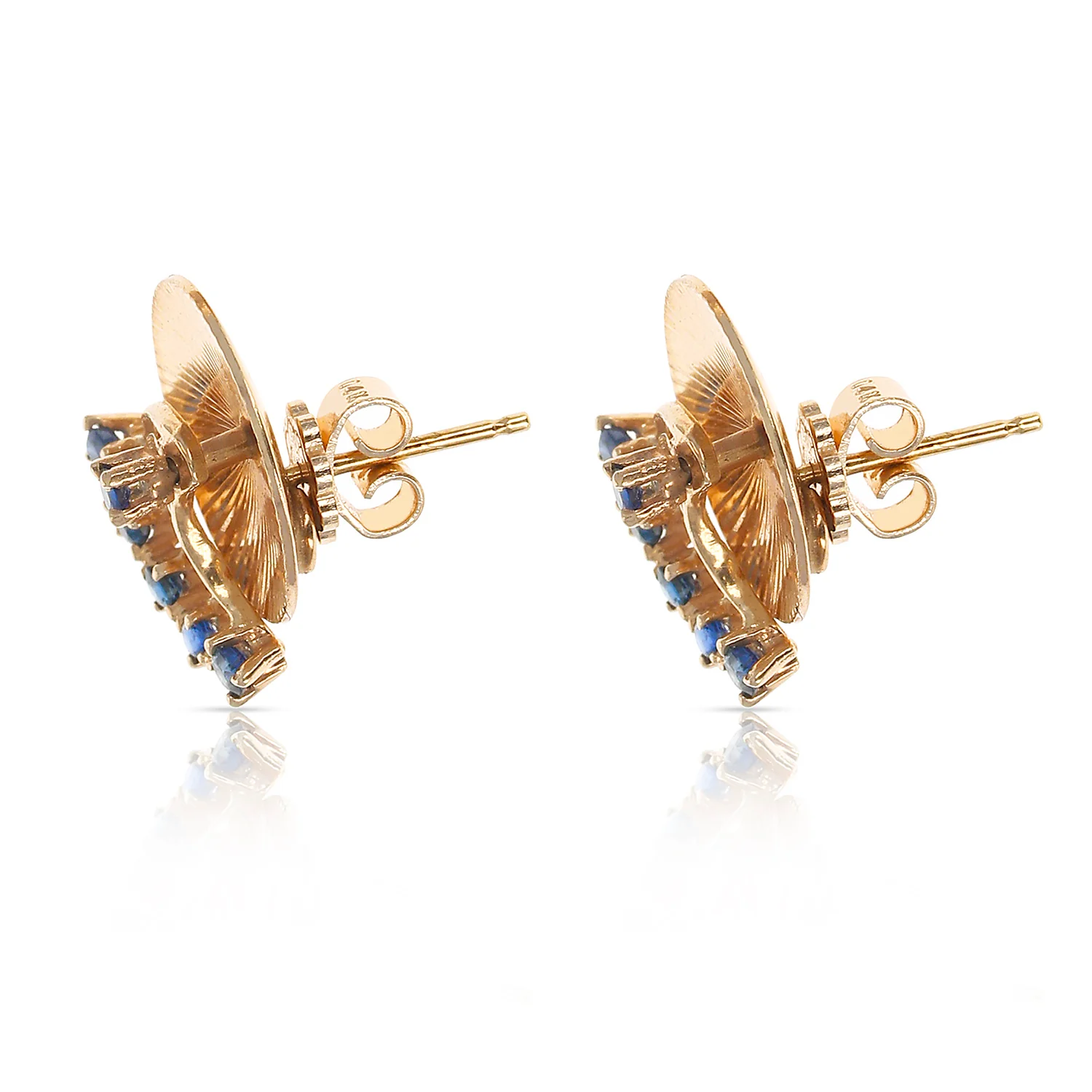 Retro Tiffany & Co. Spinning Blue Sapphire Earrings, 14 Karat Yellow Gold