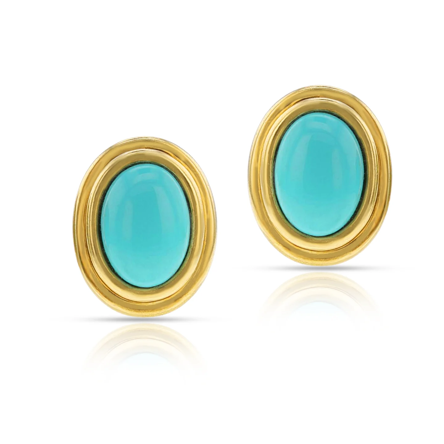 Tiffany & Co. Turquoise Cabochon and Gold Earrings, 18K