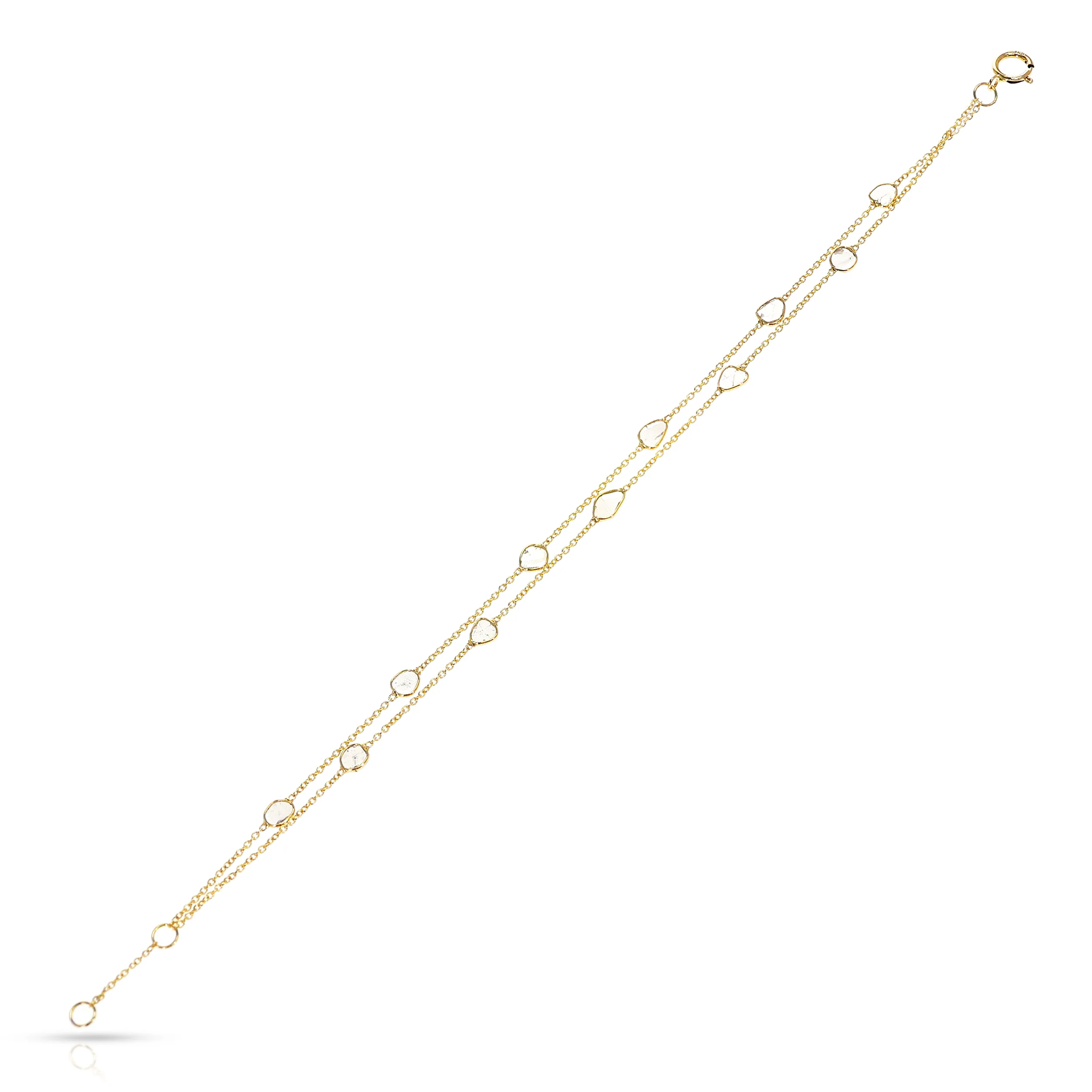 Double Line Diamond Slices Bracelet, 18K