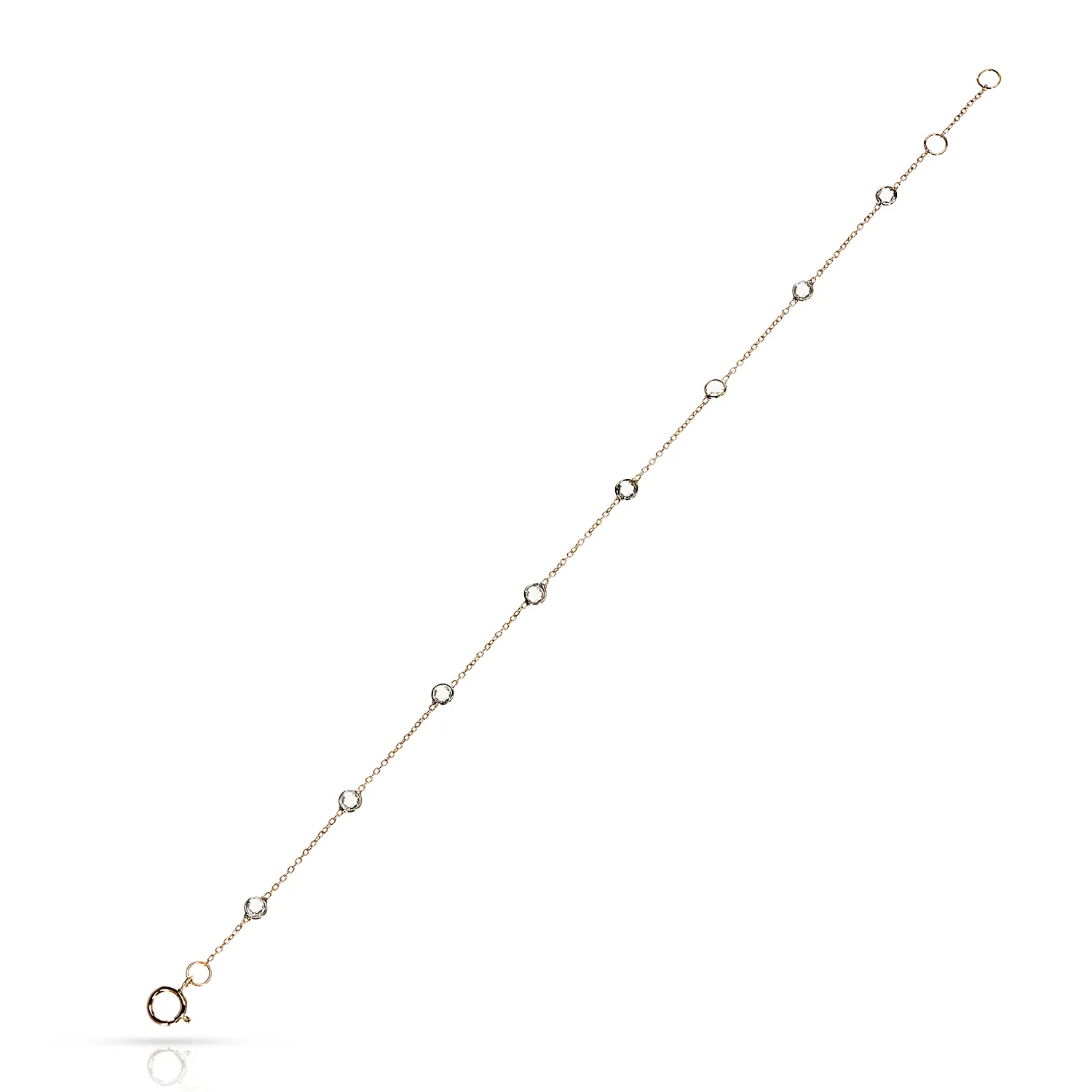 Round Diamond Rose Cut Tennis Bracelet, 18k Yellow Gold