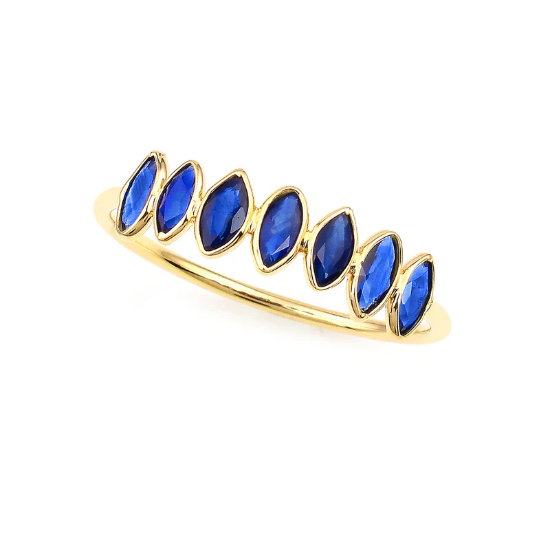 Multi Sapphire single Layer Band, 18K Gold