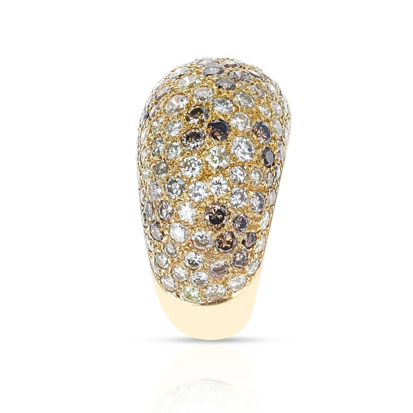 Cartier Fancy Color Diamonds Bombé Ring, Part of Matching Earrings, 18k