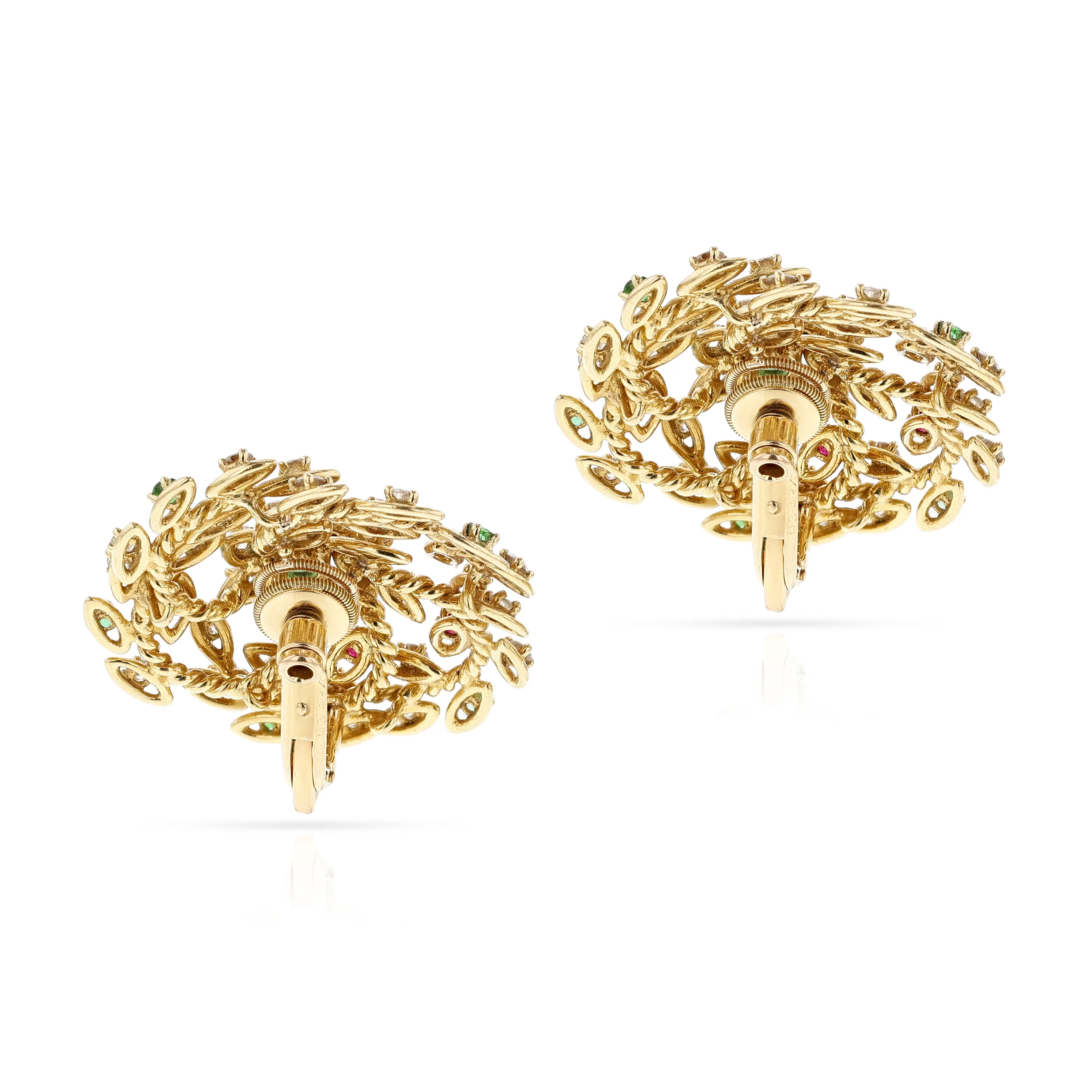 Cartier Paris Diamond, Emerald and Ruby Earrings, 18k