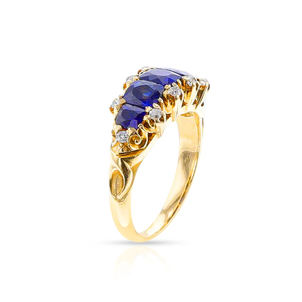 Victorian Sapphire and Diamond Ring, 18k Gold