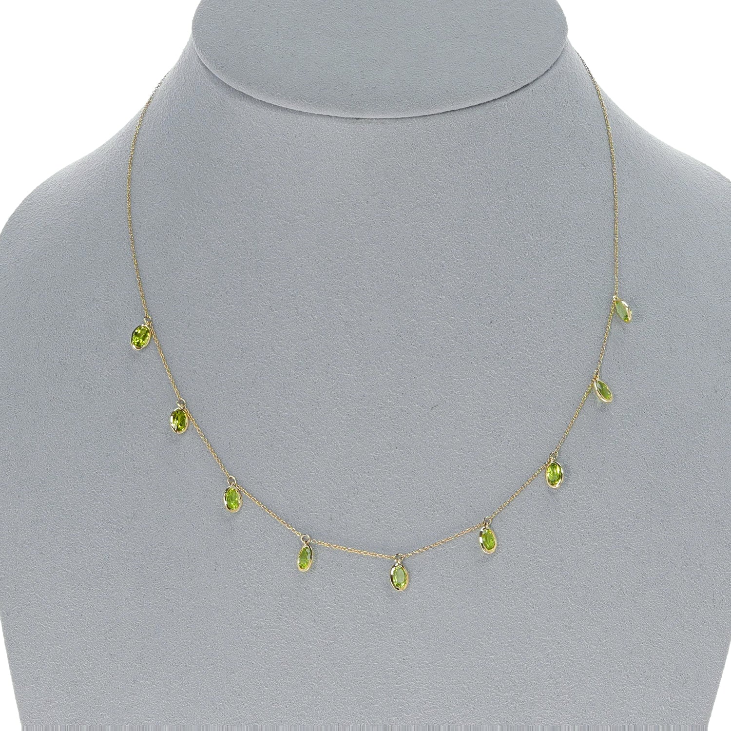 Oval Peridot Drop Necklace, 18k