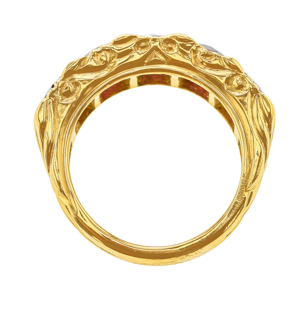 Five Stone Ruby Band, 18K Yellow Gold