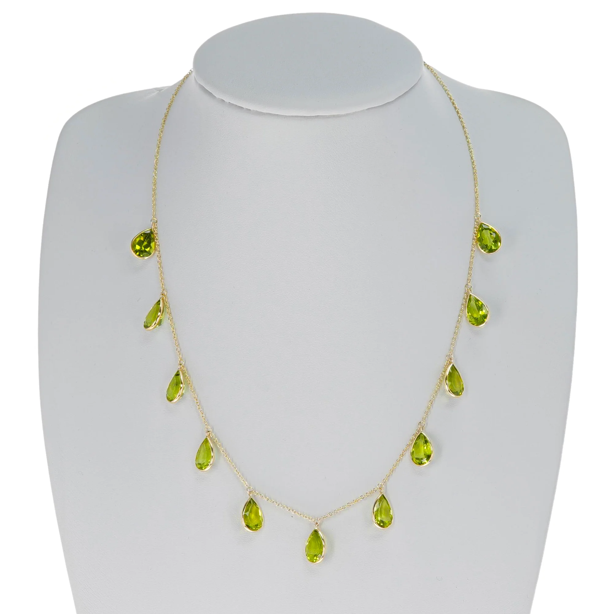 Pear Shape Peridot Drop Necklace, 18K