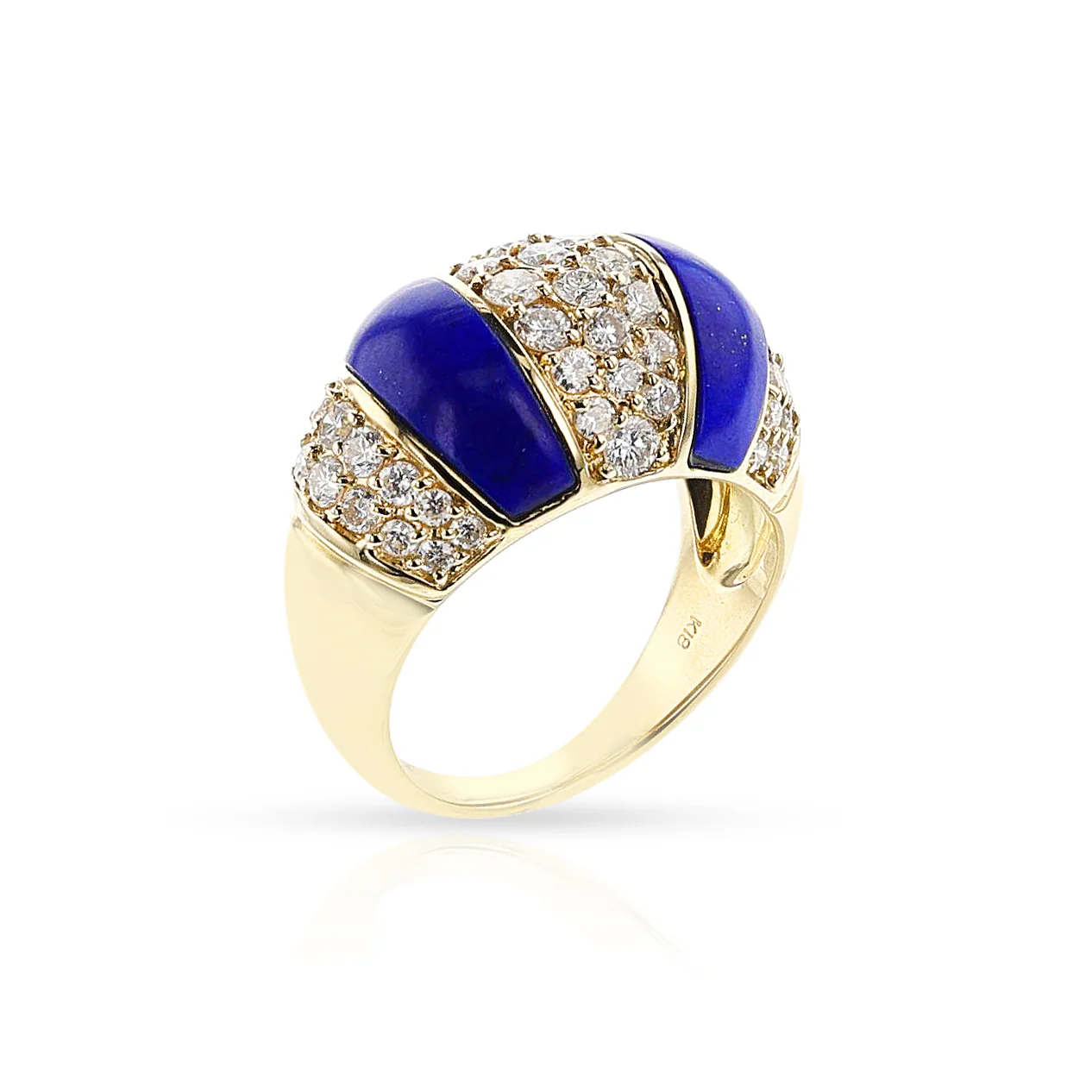 Lapis and Diamond Bombe Ring, 18k