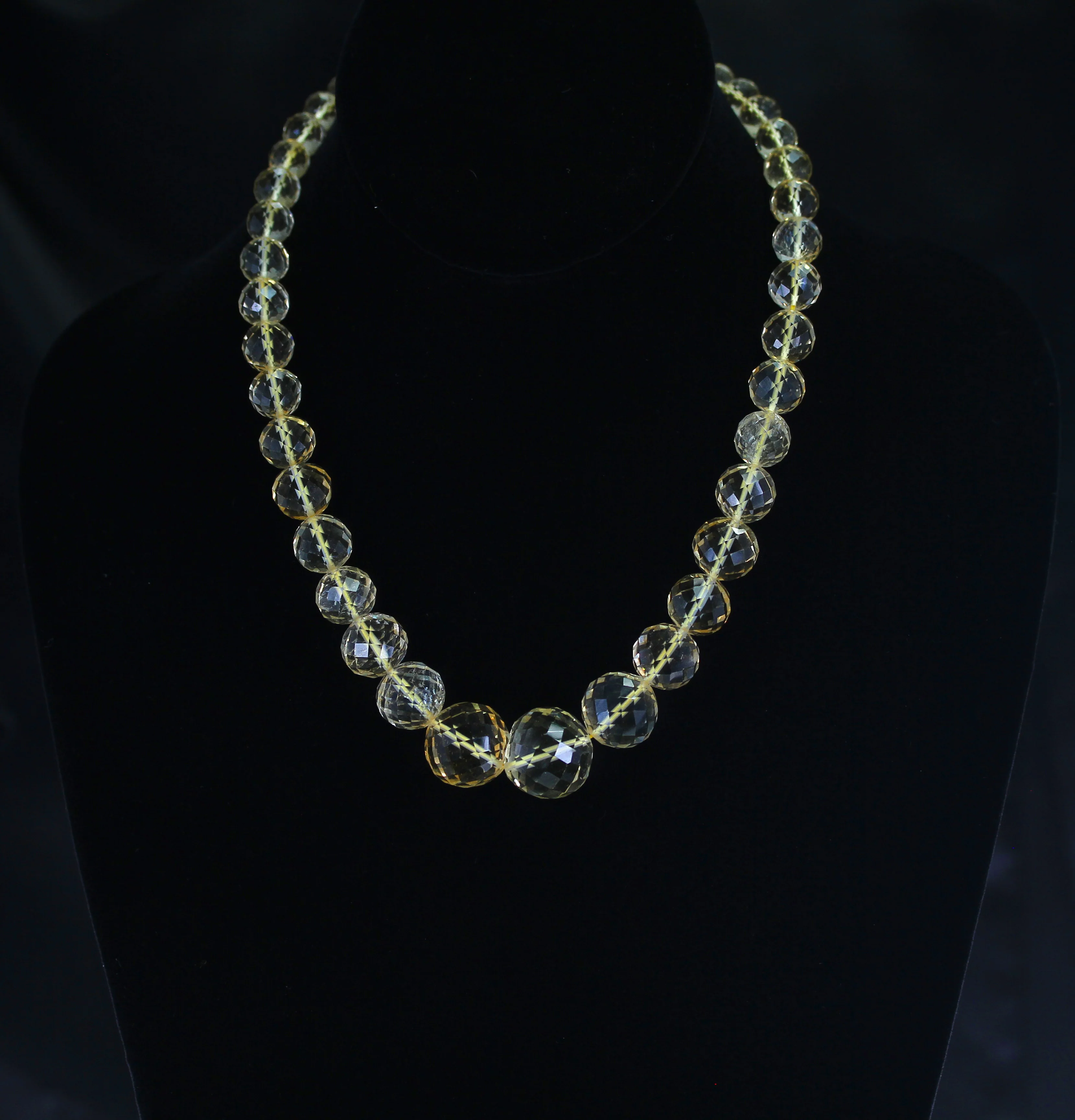 Genuine & Natural Large Citrine Round Faceted Beads Necklace