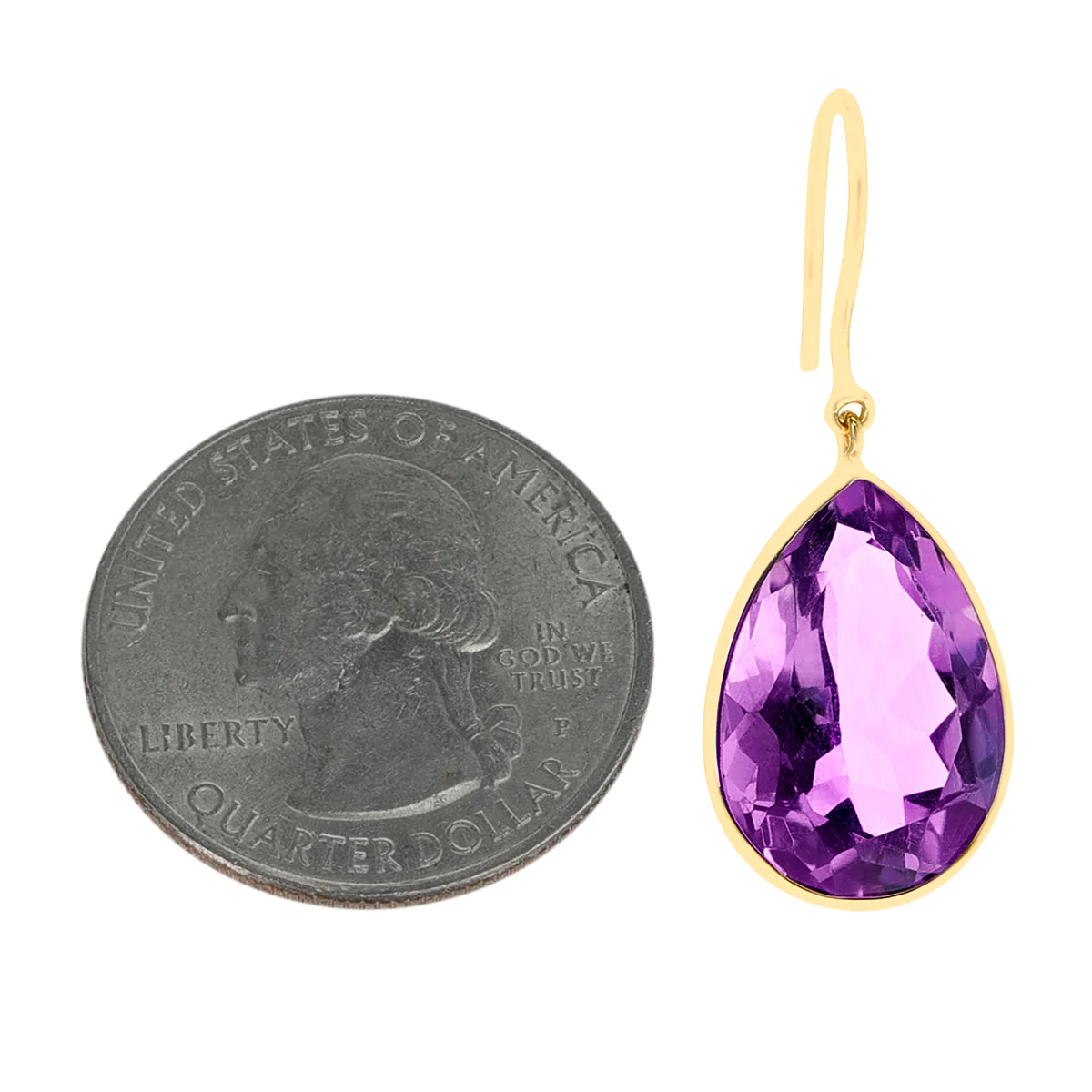 Amethyst Pear Shape Dangling Earrings made in 18 Karat Yellow Gold.