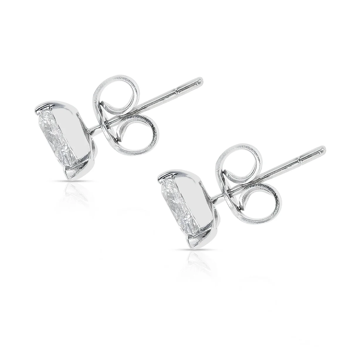 Diamond Two-Pear Heart Shape Studs, 18K White Gold