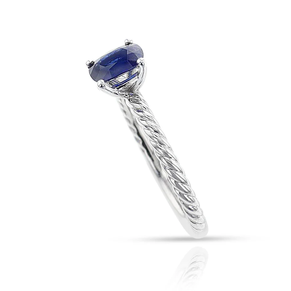 GIA Certified 0.80 ct. Unheated Burma Sapphire Ring, 14k White