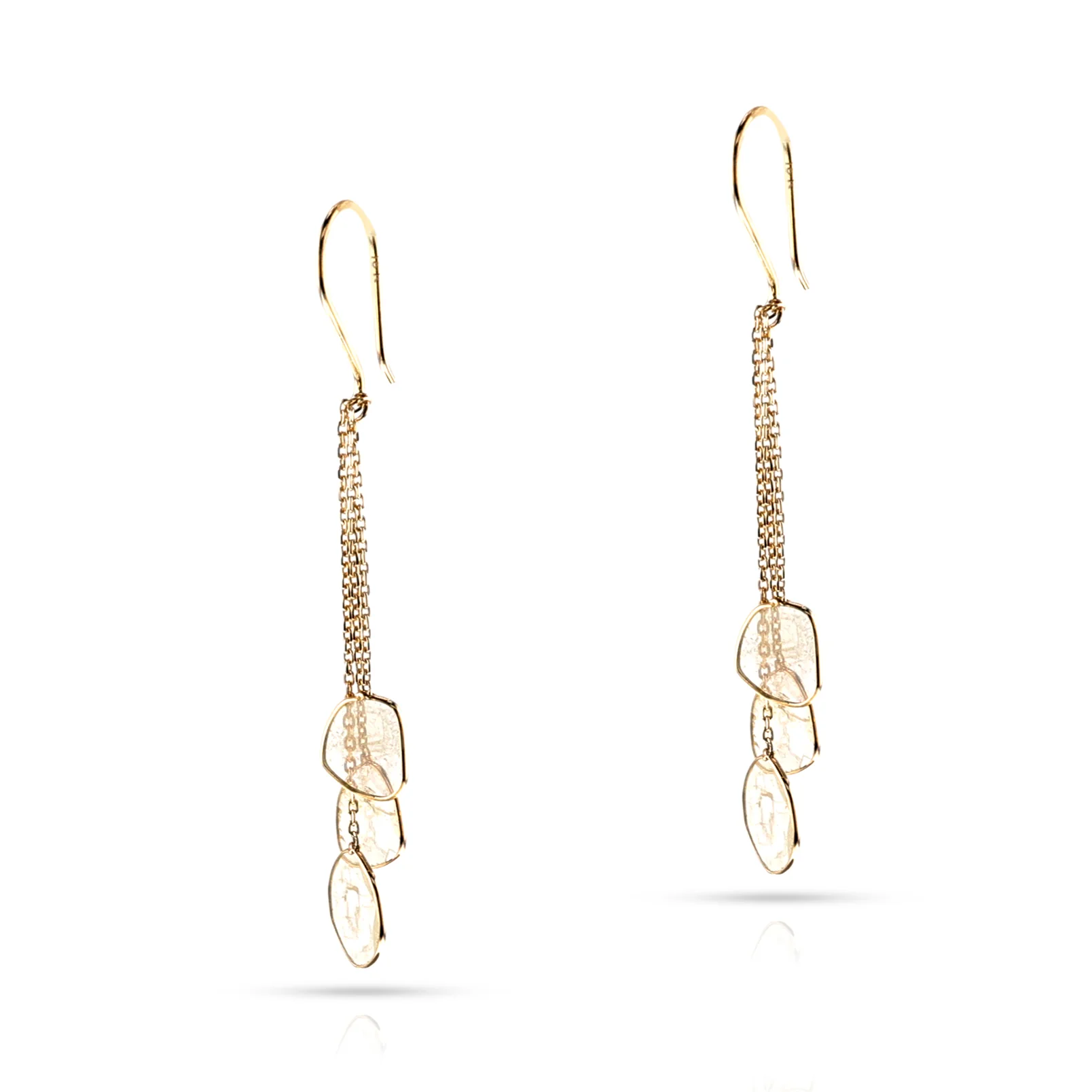 Diamond Slices Hanging Trio Earrings, 18K