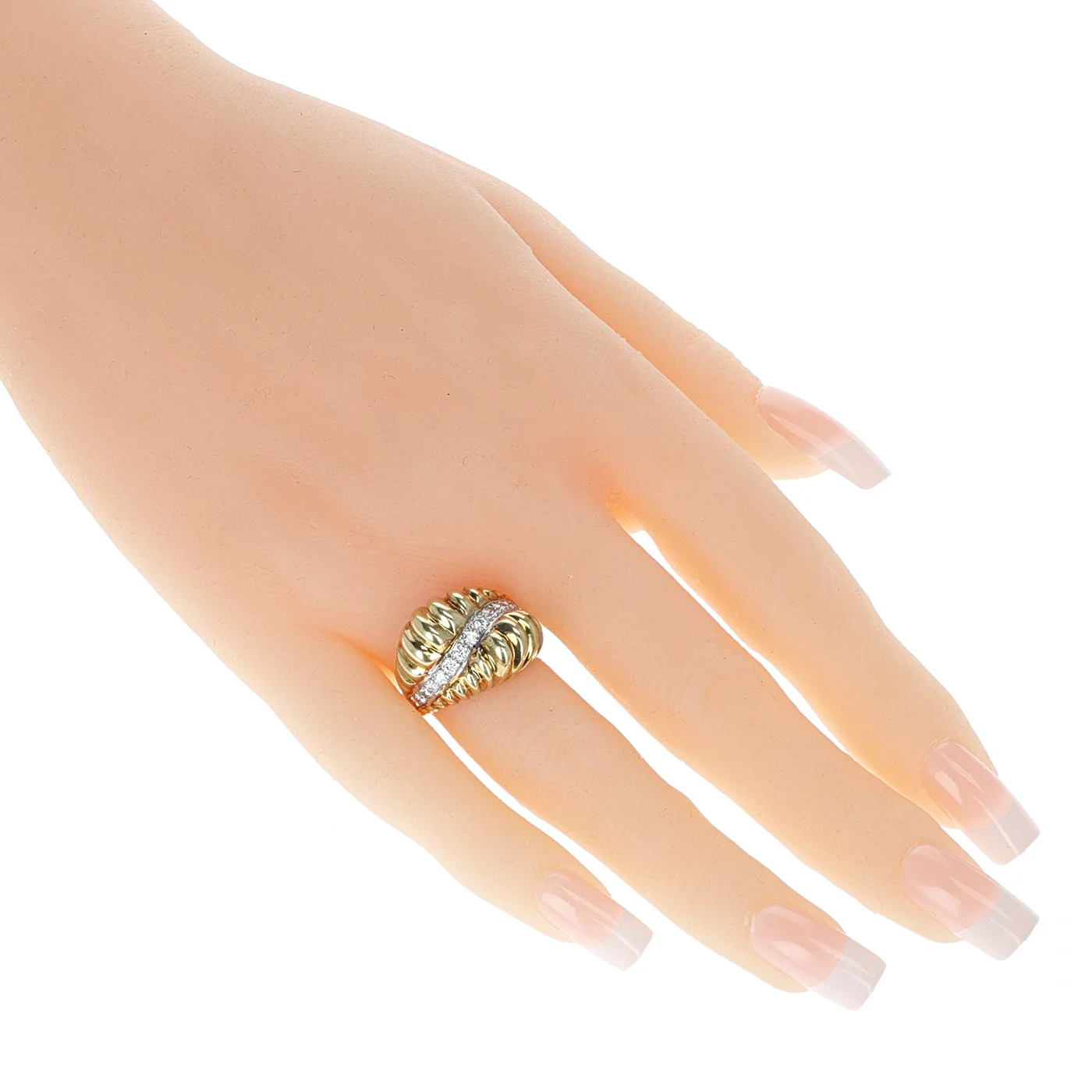 Curved Gold and Diamond Cocktail Ring, 18K