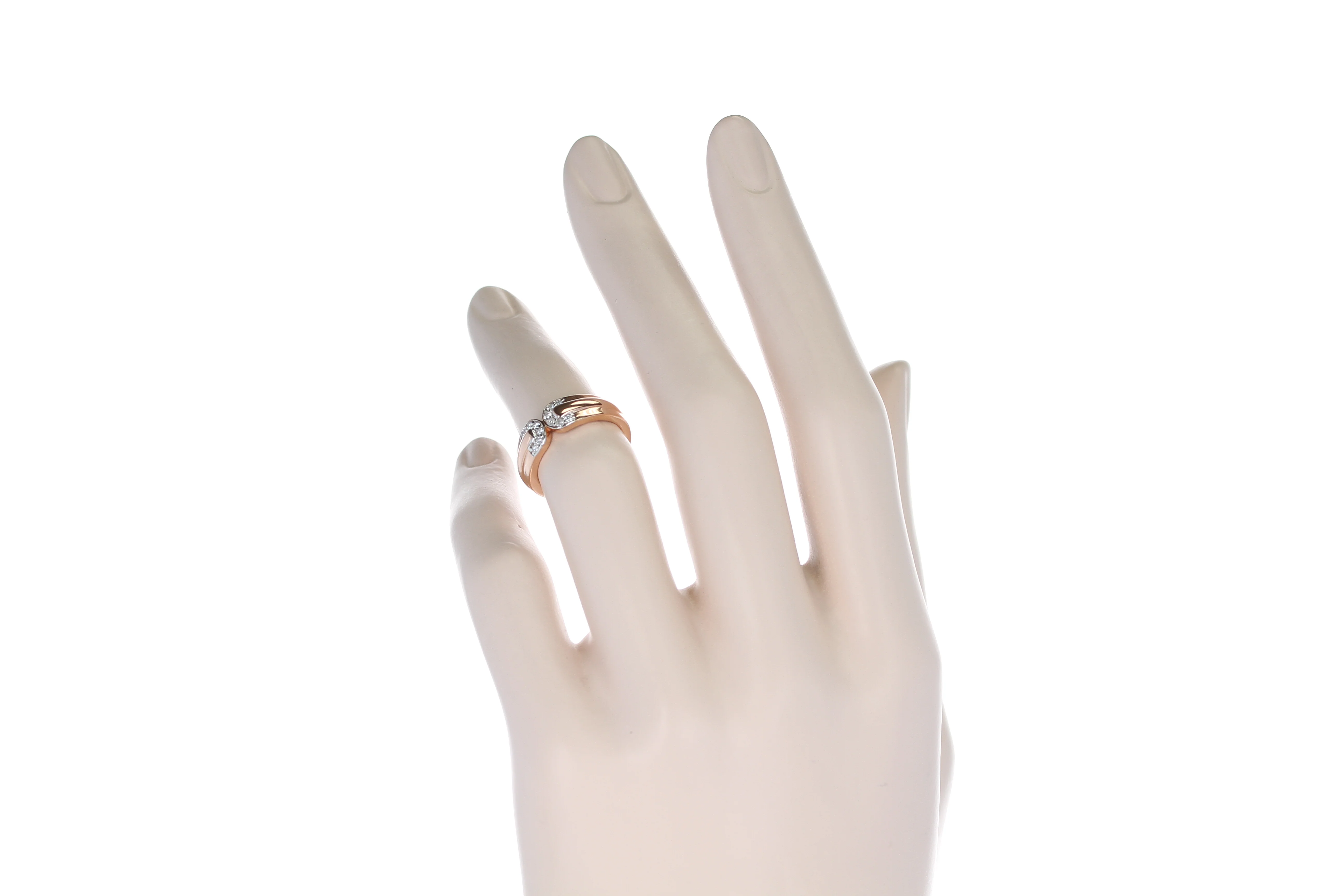 Double C Diamond Band, 14K Rose Gold