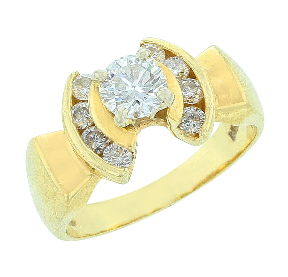 Diamond Crescent Ring,  14K Yellow Gold