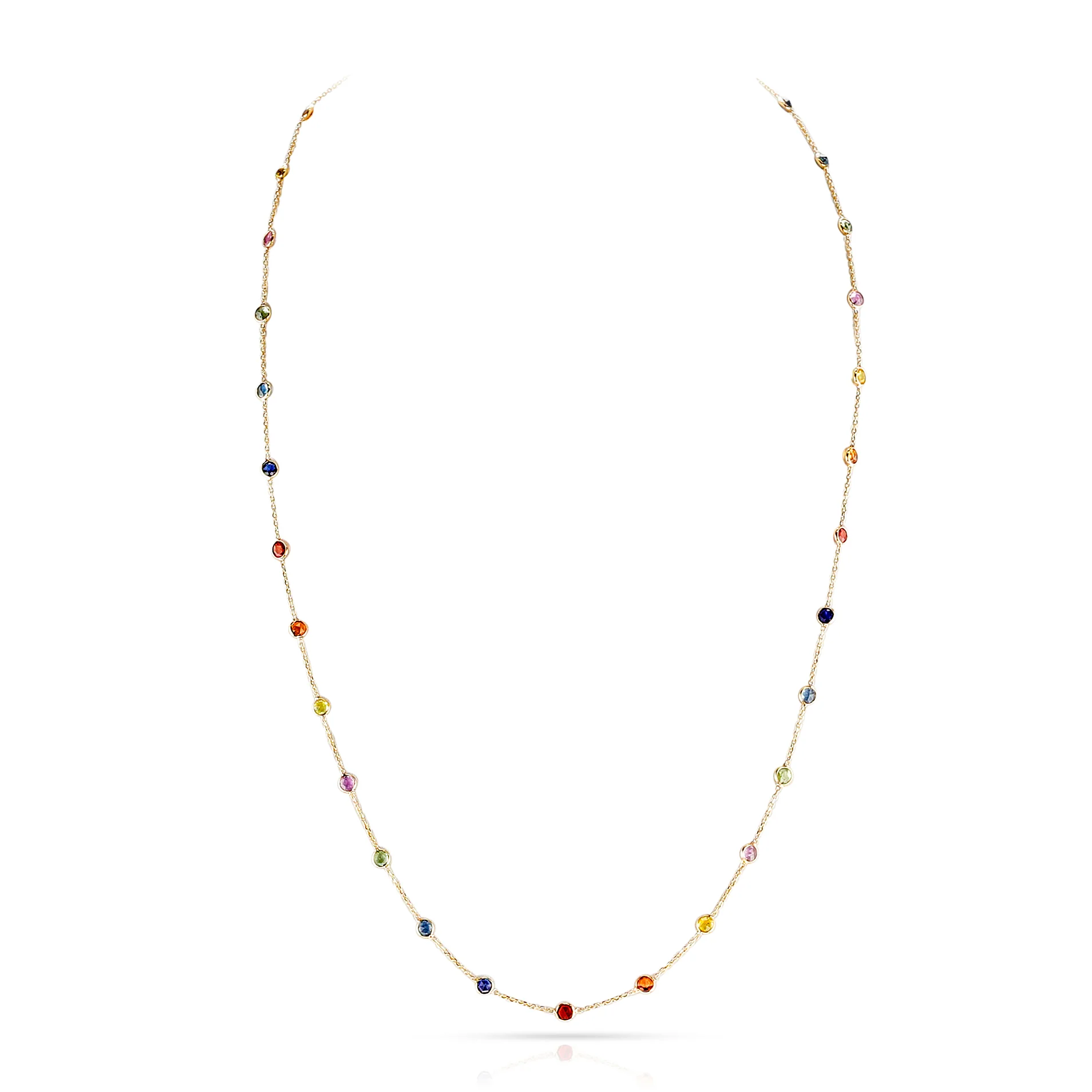 Small Multi-Sapphire Round Necklace, 18k