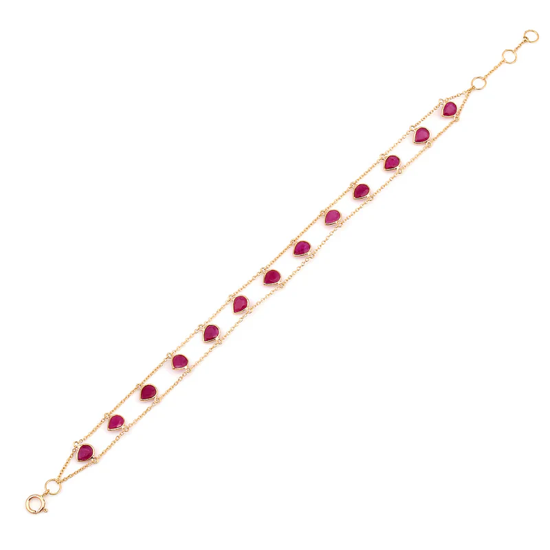 Pear Multi Sapphire, 18k Yellow Gold Bracelet