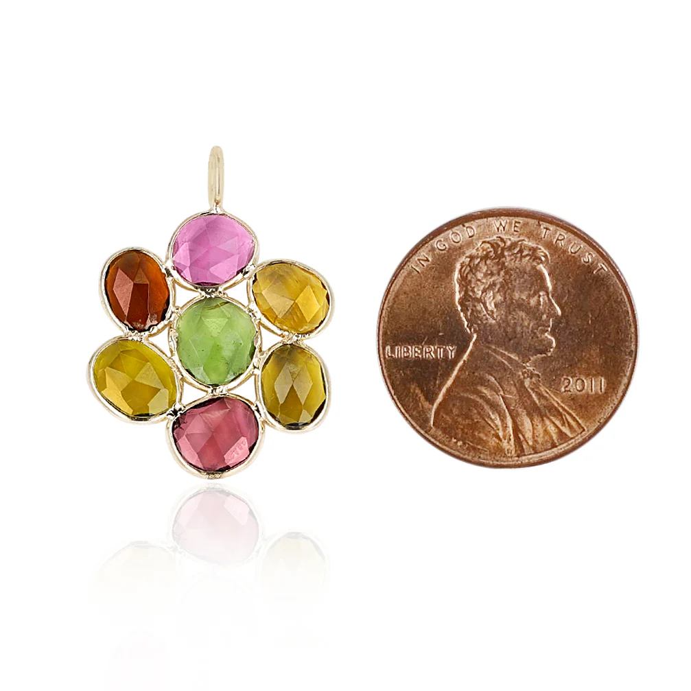 Mixed Shape Tourmaline Pendant, 18K Yellow Gold