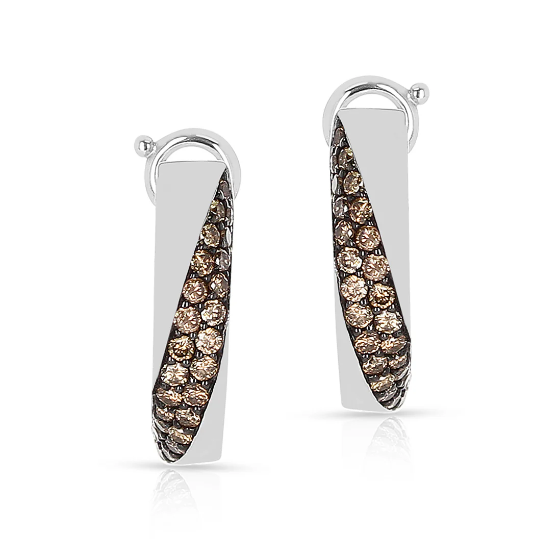 Mauboussin Champagne Diamond Pave Earrings, 18 Karat White Gold