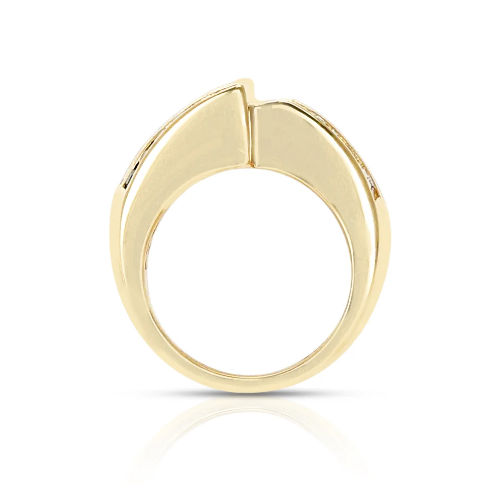 Baguette and Round Diamonds with Square-Cut Sapphire Cocktail Ring, 18K