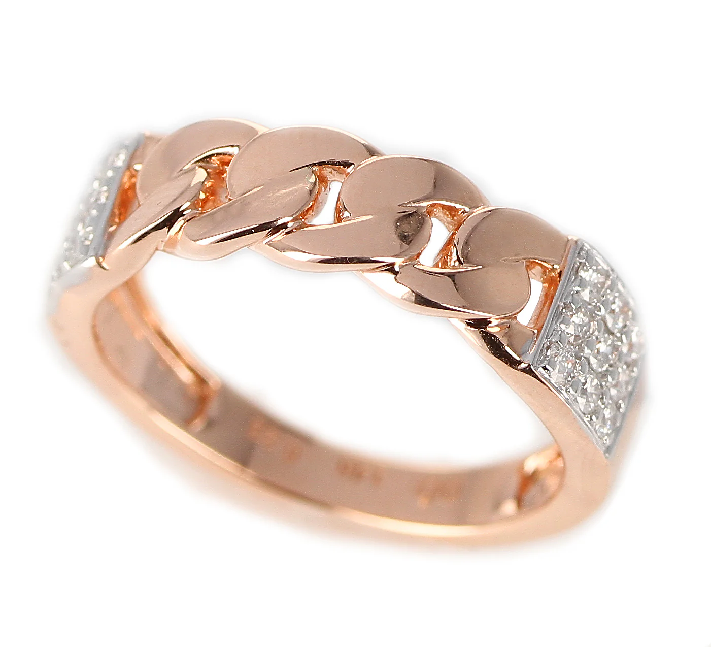 Rose Gold Rope-Style Ring with Diamonds, 14K