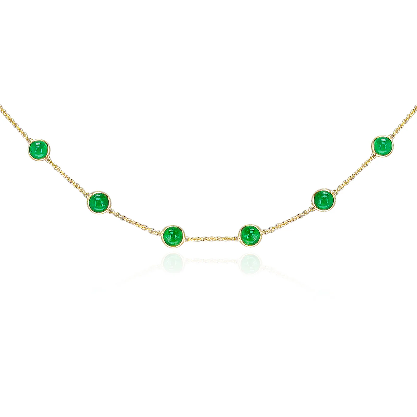 Emerald Cabochon Necklace , 18K