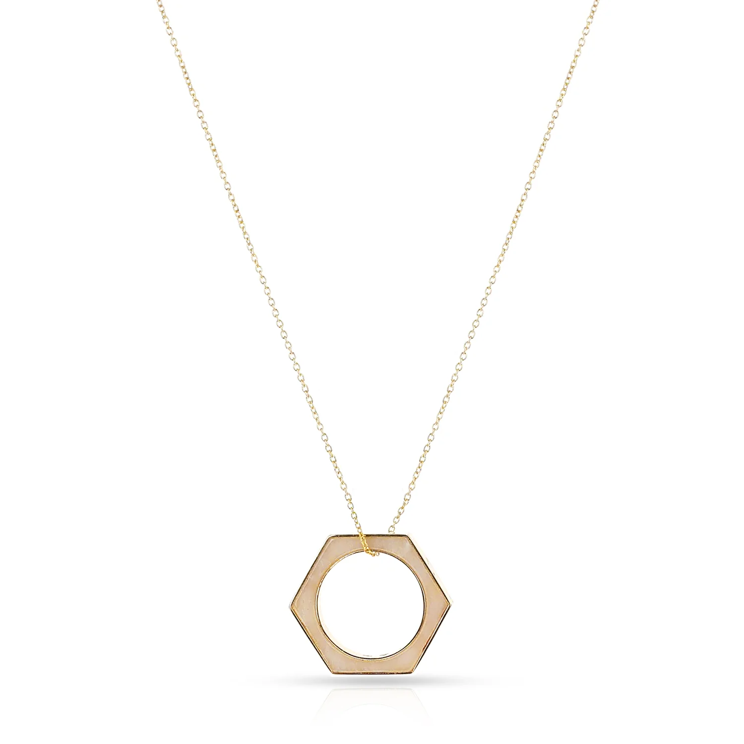 Hexagonal-Cut White Onyx Convertible Ring and Pendant, 18k