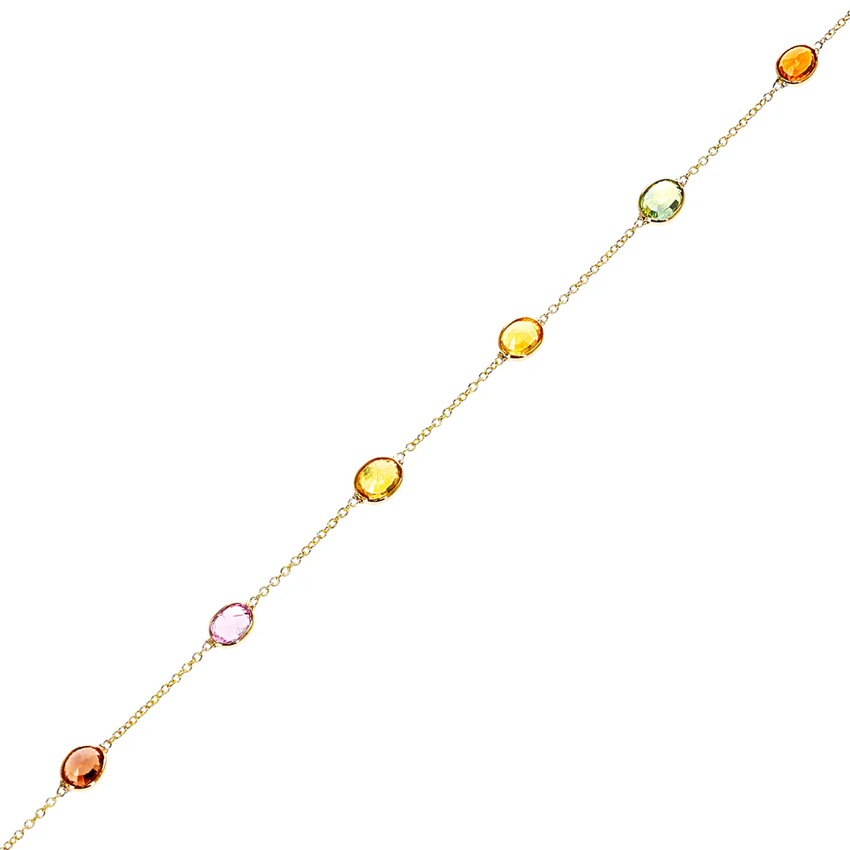Oval Shape Multi Sapphire Bracelet, 18k Yellow Gold