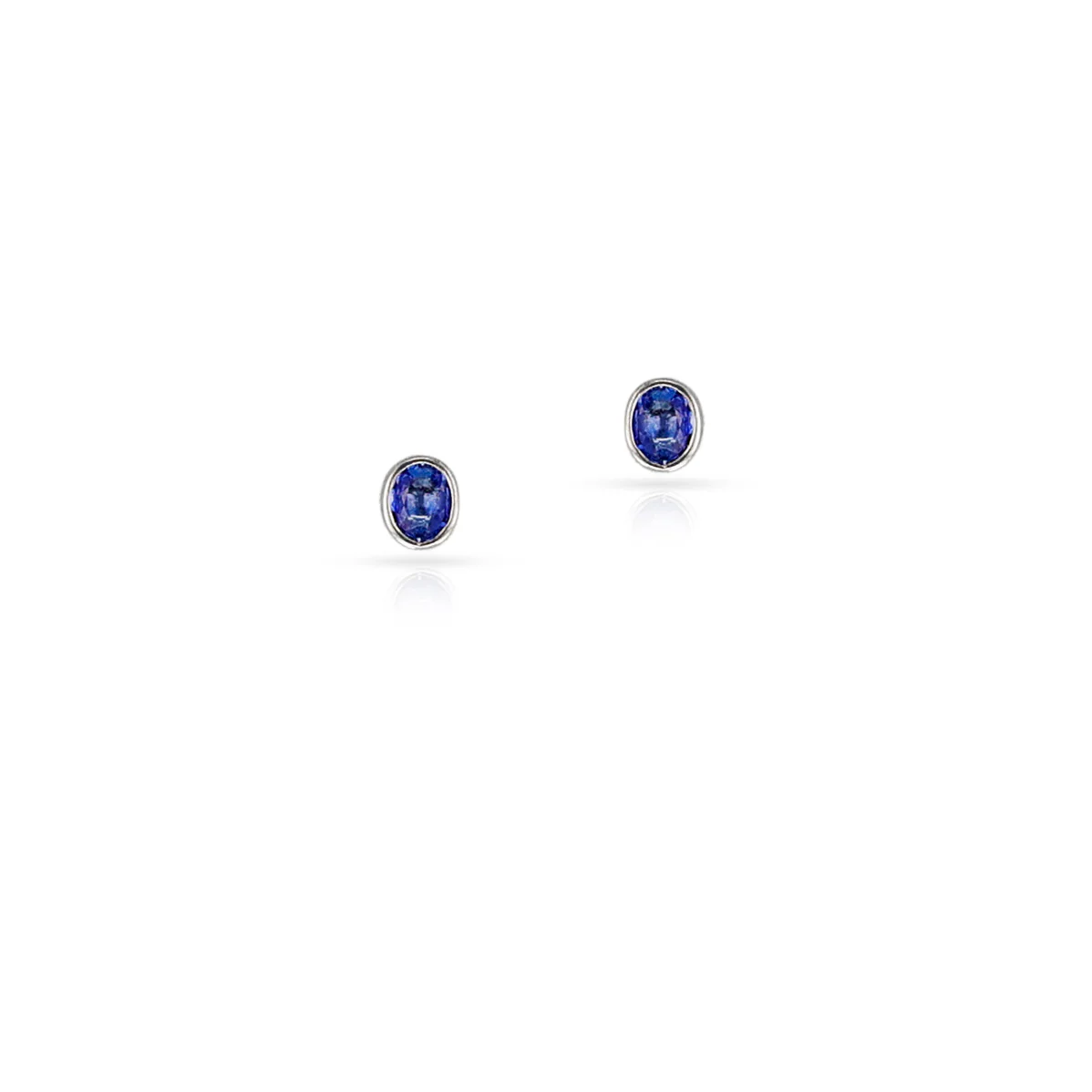 Oval Blue Sapphire Studs, 18K