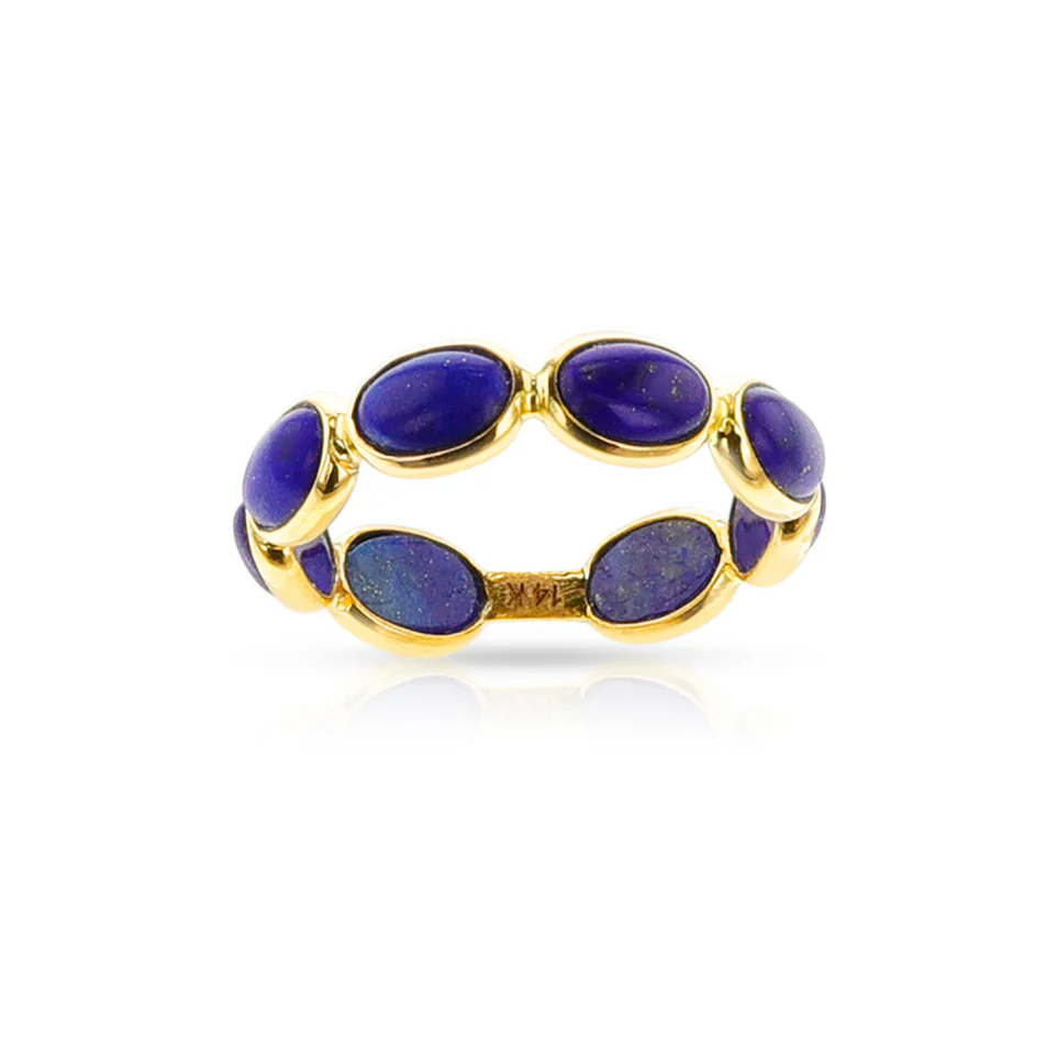Oval Lapis Cabochon Band, 14k