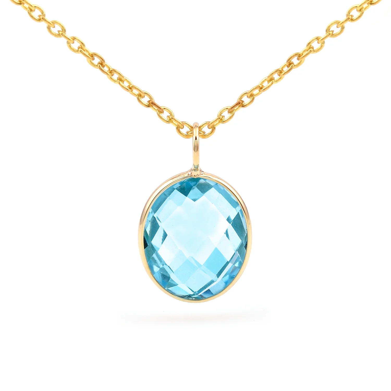 Oval Semi-Precious Gemstone Pendant, 14k