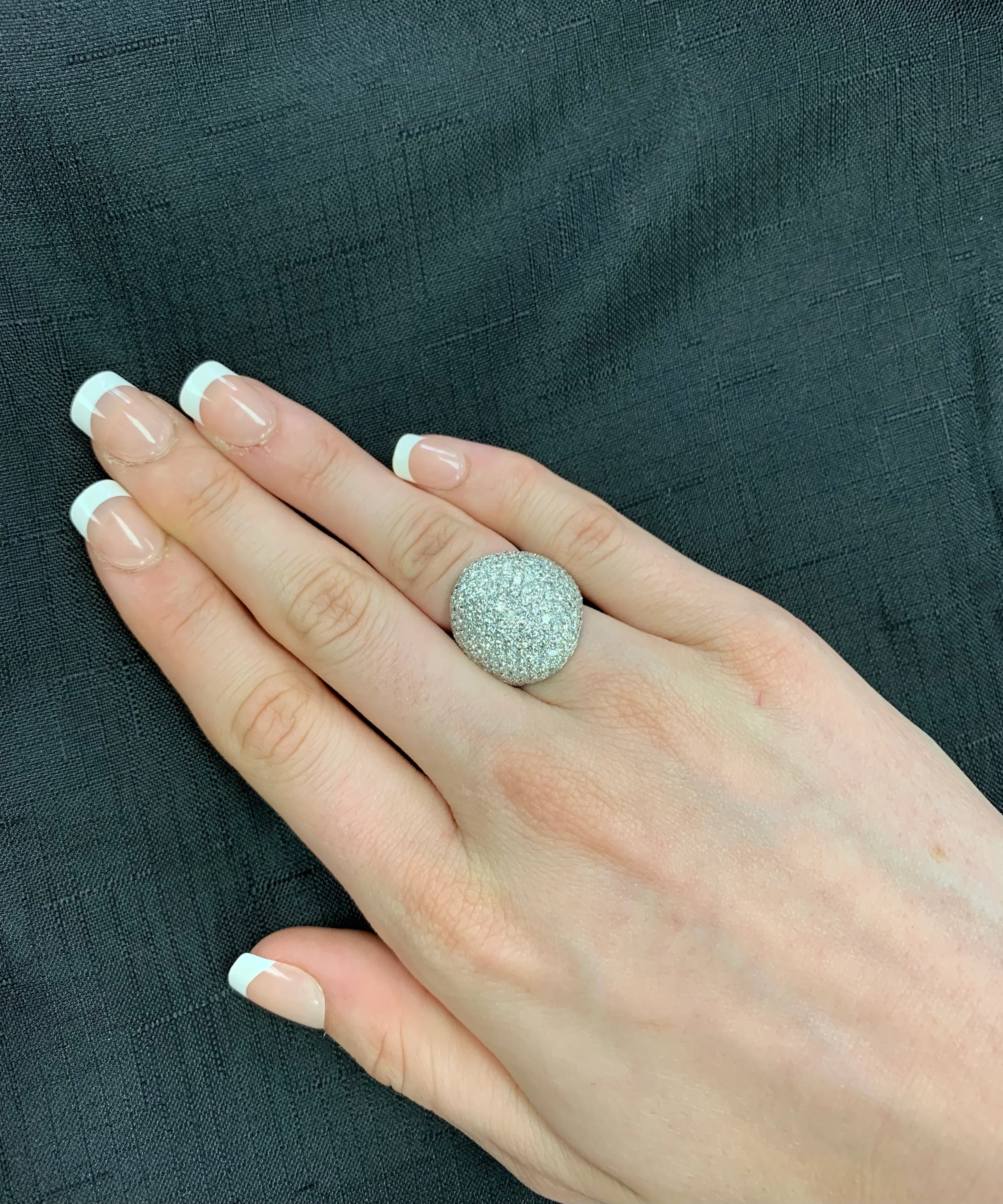 3.50 carats 201 Round White Diamonds Bombe Cocktail Ring, 18 Karat White Gold