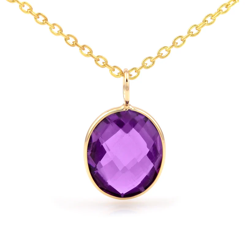 Oval Semi-Precious Gemstone Pendant, 14k