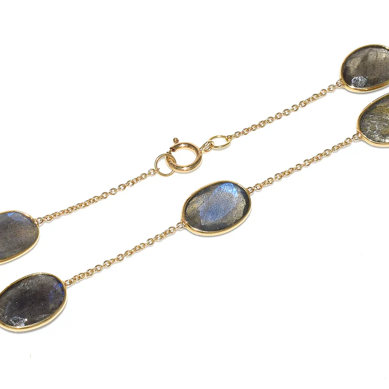 Mixed Cut Large Gemstone Necklace, 18k