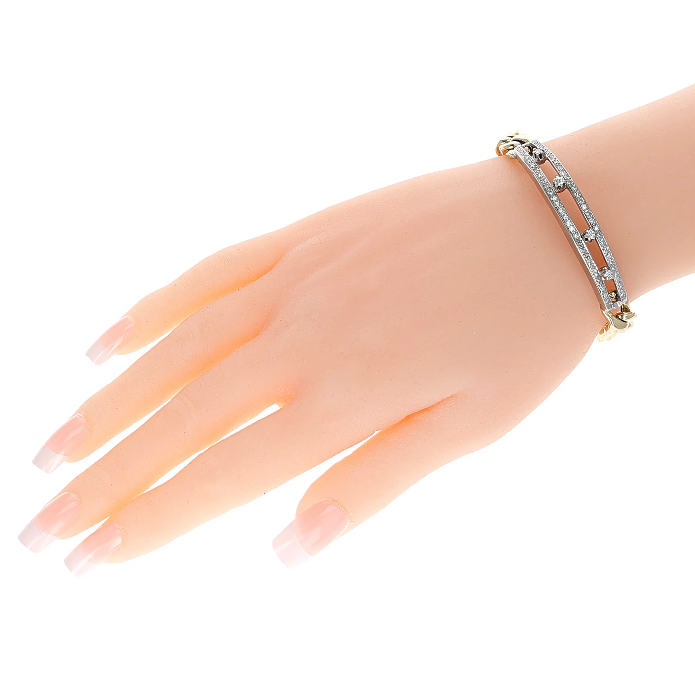 14k Yellow and White Gold with Diamonds Chain Men's Bracelet