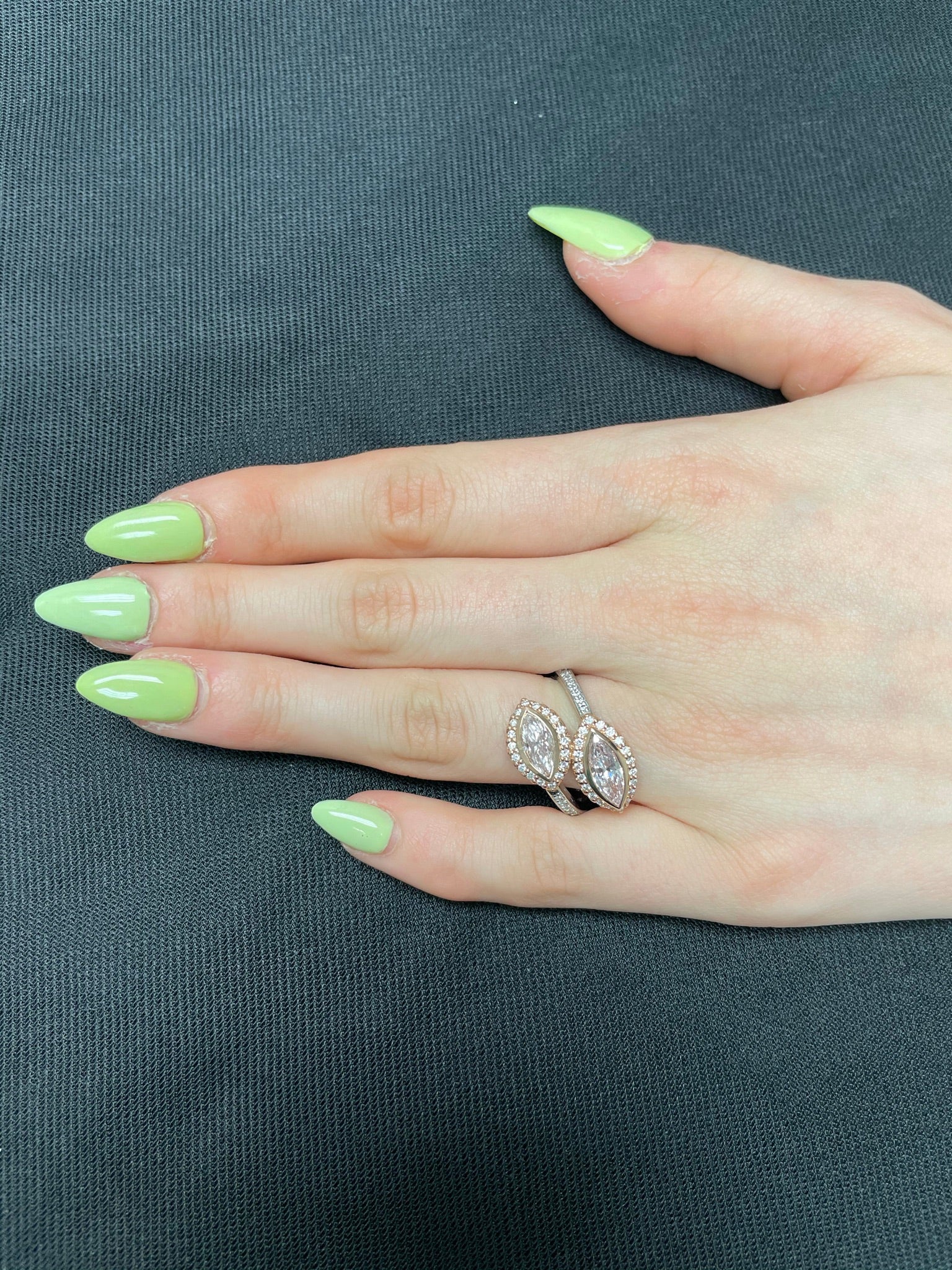 Twin Marquise Pink Diamond Ring accented with Pink and White Round Diamonds