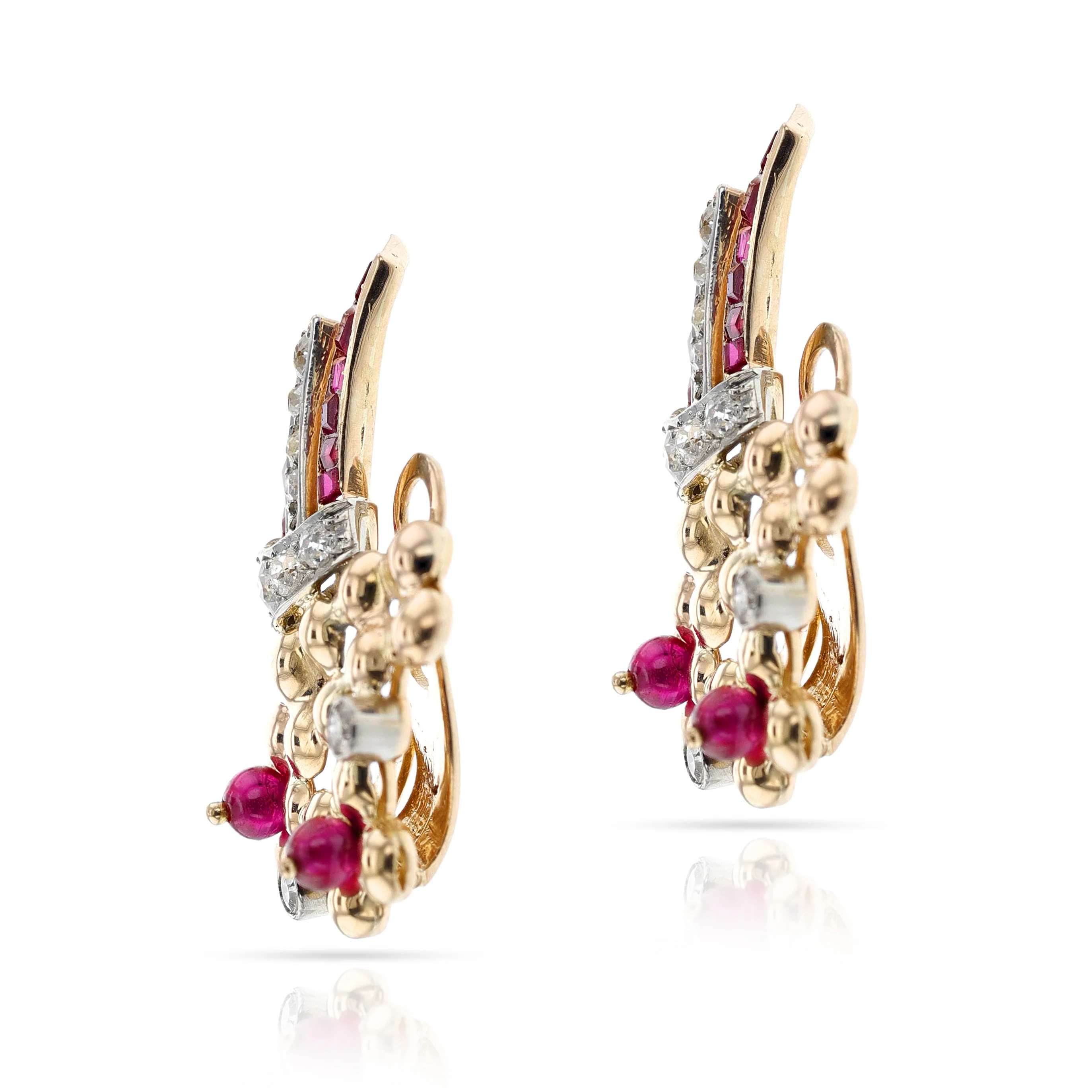 Ruby and Diamond 14K Yellow & Palladium Bouquet Earrings