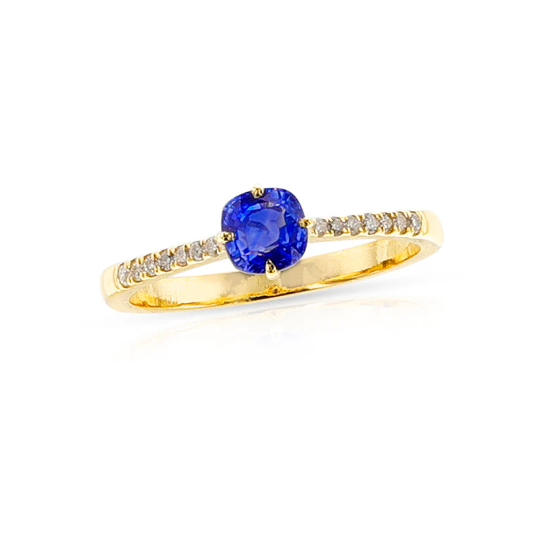 Blue Sapphire and Diamond Ring, 14k