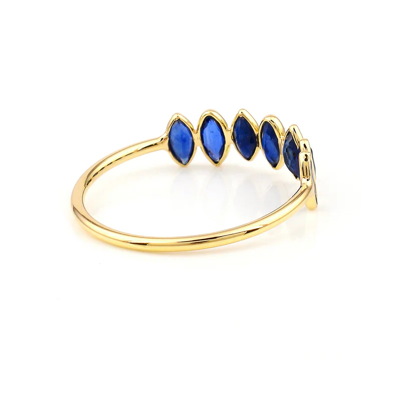 Multi Sapphire single Layer Band, 18K Gold